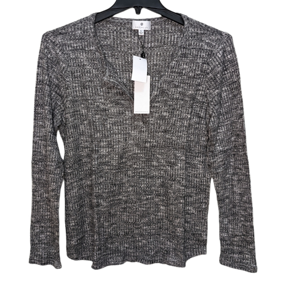 Socialite Long Sleeve Thermal Henley Top XL New With Tags